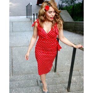 Stop Staring! Vintage Style Red Polka Dot Dress  S